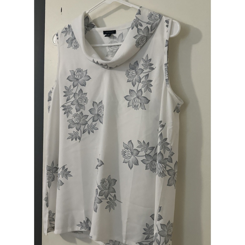Ann Taylor Women's Floral Draped Boat Neck Sleeveless Blouse Tank Top - M ‎ NWT - Picture 3 of 10